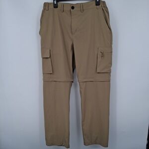 Gash Hao Mens Convertible Hiking Pants Zip Off 36 X 30 Outdoor Cargo Khaki